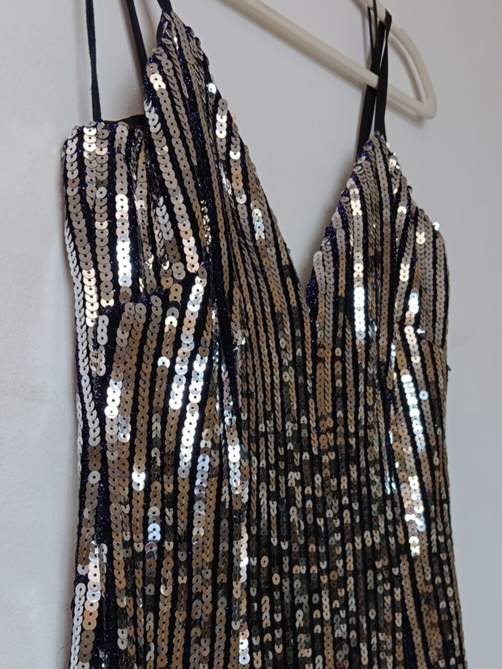 Vintage USA Made Ombre Sequin Maxi Dress with Deep V - Purple/Gold - Picture 10 of 15